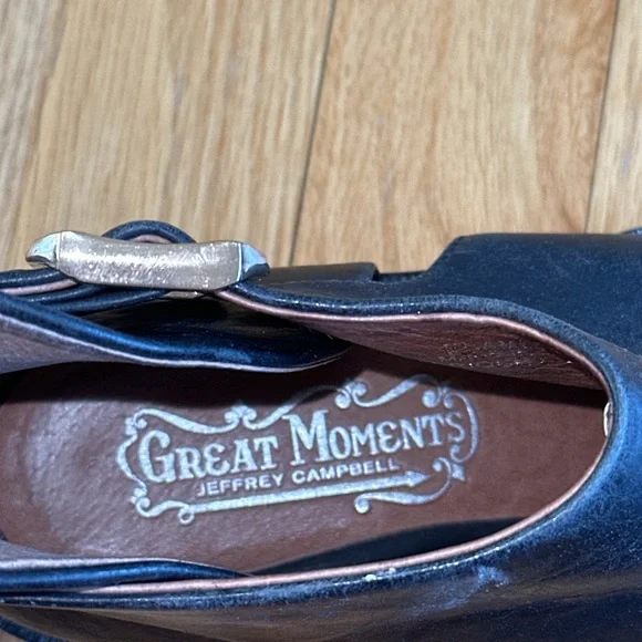 Jeffrey Campbell Great Moments Cut-Out Ankle Black Leather Booties - Picture 9 of 11